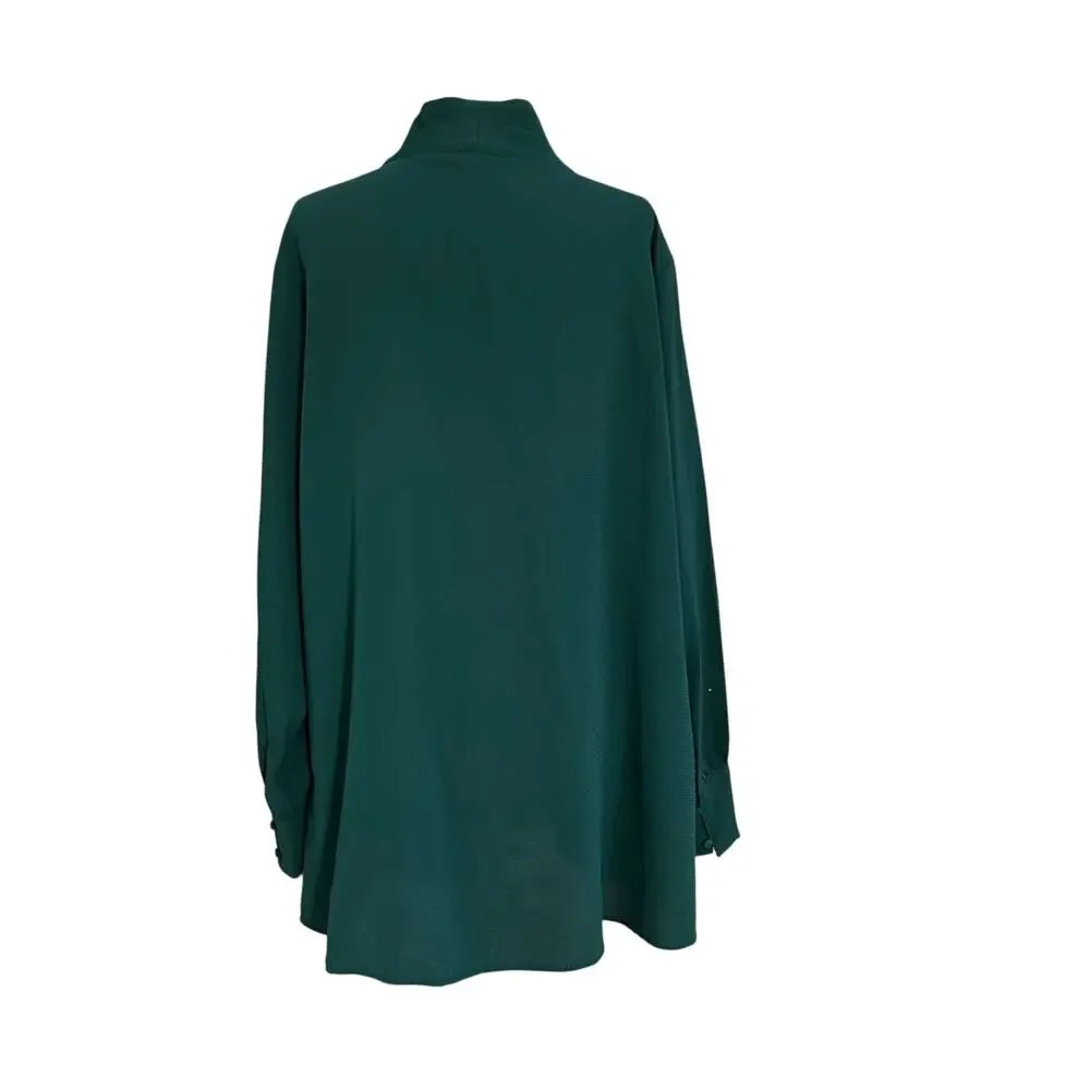 Adrianna Papell Teal Long Sleeve Blouse Women's Plus Size 1X | 68-27 - Picture 2 of 5